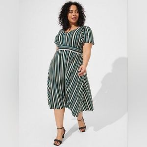 Torrid Midi Crepe Studio Knit Flutter Sleeve Dress